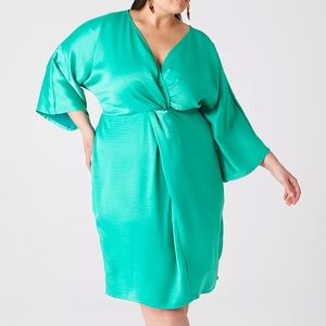 Dolman-sleeve front twist midi dress color deep green lane Bryant size 18 item 5